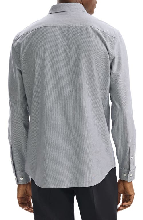 Theory Sylvain Pinstripe Button-up Shirt In Gray