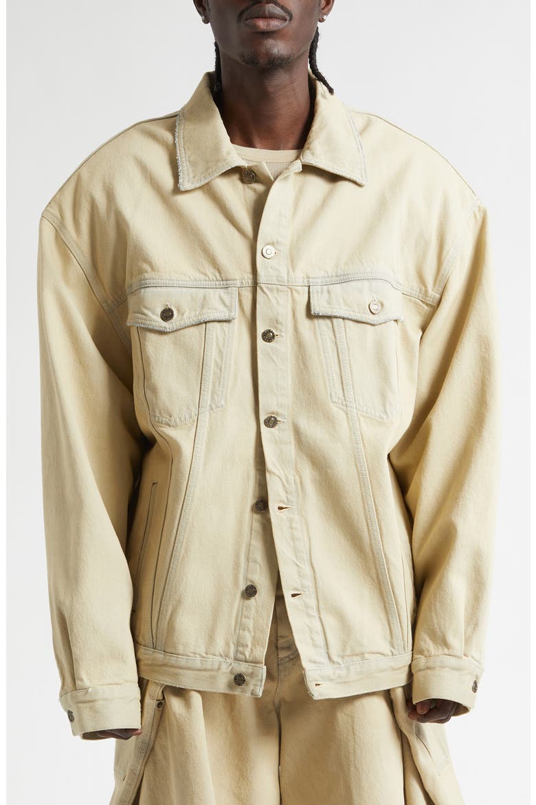 Oversize Cotton Denim Jean Jacket, Main, color, WHITEWASHED
