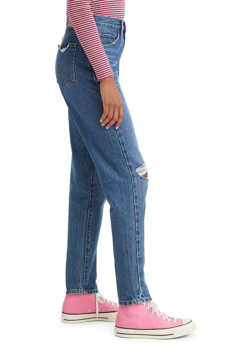 Levi's<sup>®</sup> Ripped High Waist Straight Leg Jeans, Alternate, color,