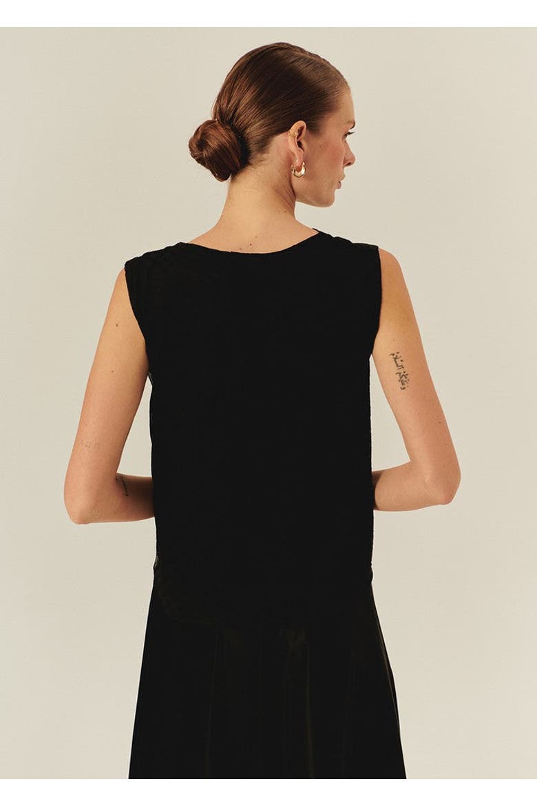 Stephanie Asymmetric Neckline Sleeveless Blouse, Alternate, color, BLACK