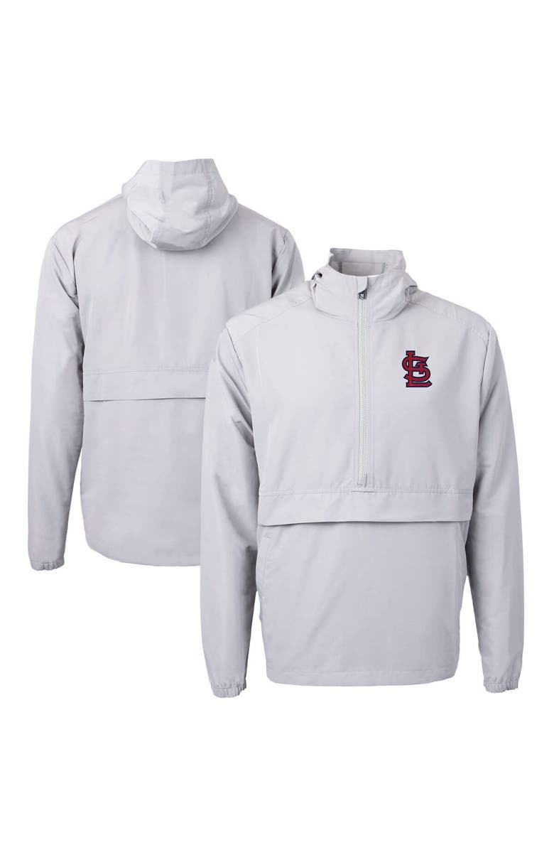Cutter & Buck Men's Cutter & Buck Gray St. Louis Cardinals Charter Eco Recycled Half-Zip Anorak Jacket, Alternate, color, 