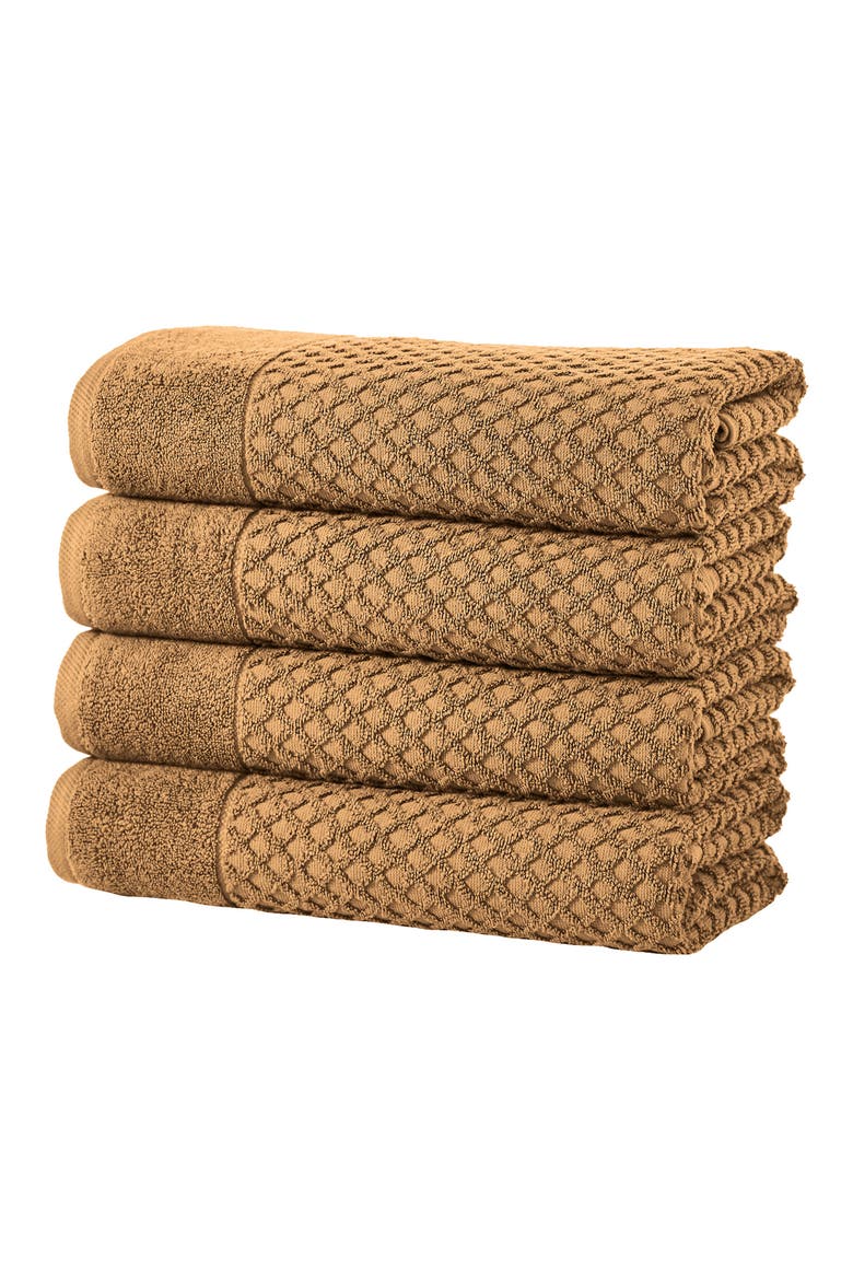Diamond Waffle Texture 4-Pack Bath Towel Set, Main, color, MOCHA