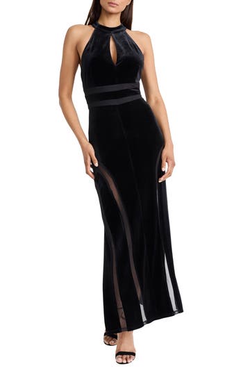 Donna Morgan For Maggy Halter Cutout Maxi Dress In Black
