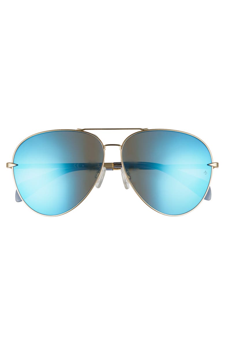 rag & bone 63mm Oversize Aviator Sunglasses, Alternate, color, Gold/ Blue