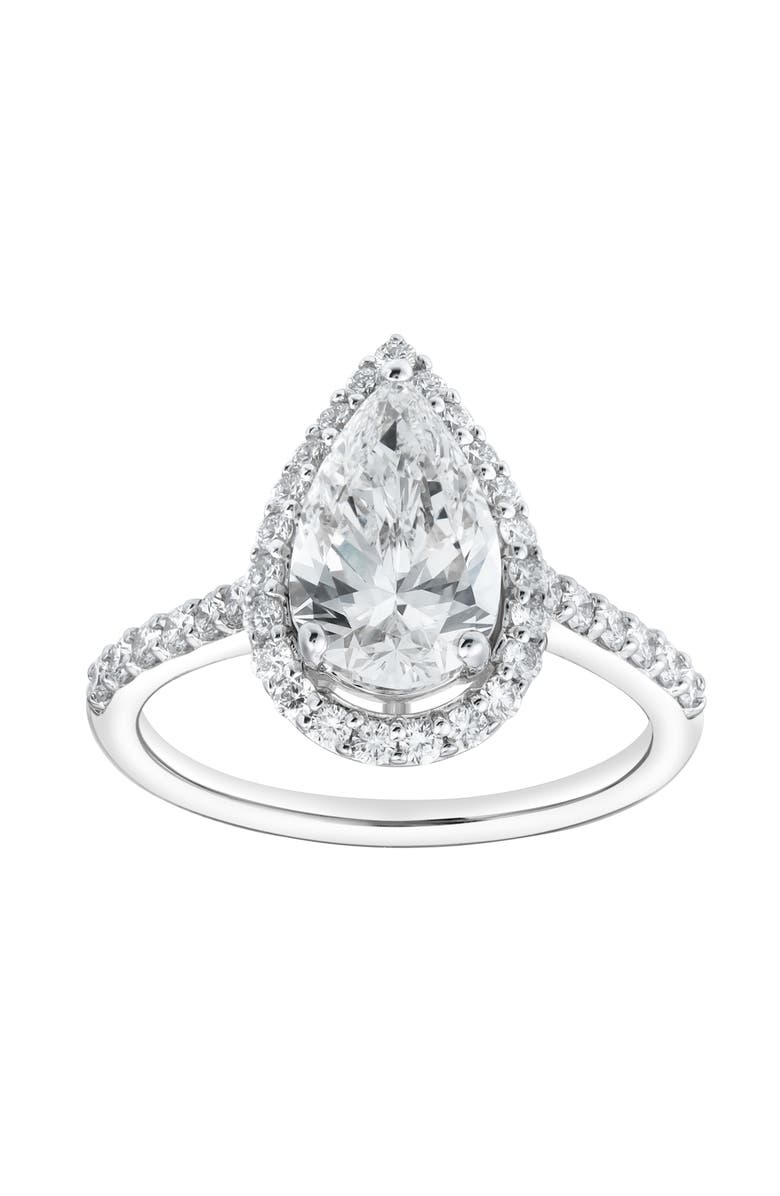 LuvMyJewelry Hana 14K White Gold Pear Lab Grown Diamond Halo Engagement Ring - 2.45 Ct, Main, color, 14K White Gold