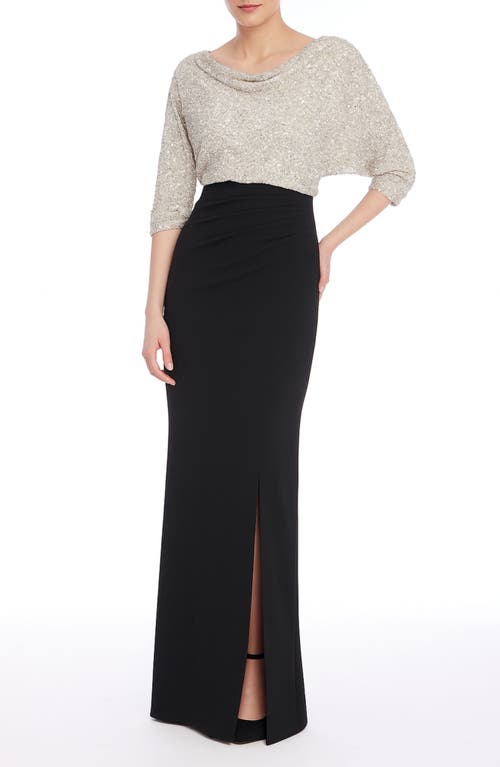 Badgley Mischka Collection Sequin & Crepe Gown In Multi