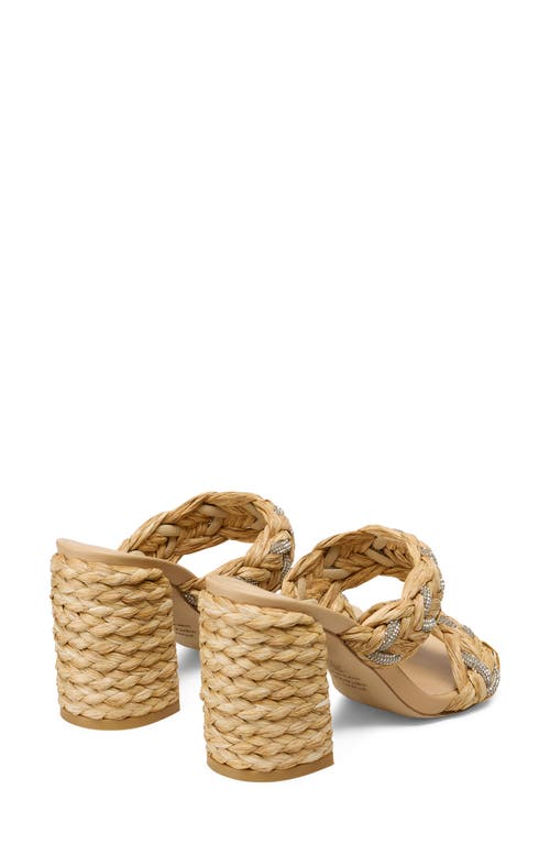 Stuart Weitzman Lana Raffia Crystal Slide Sandals In Natural