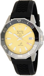 BULOVA Marine Star Silicone Strap Watch, 43mm