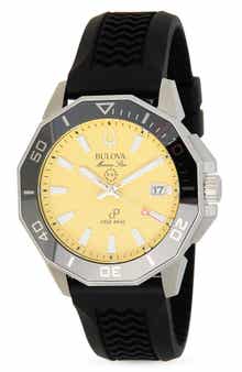 BULOVA Marine Star Silicone Strap Watch, 43mm