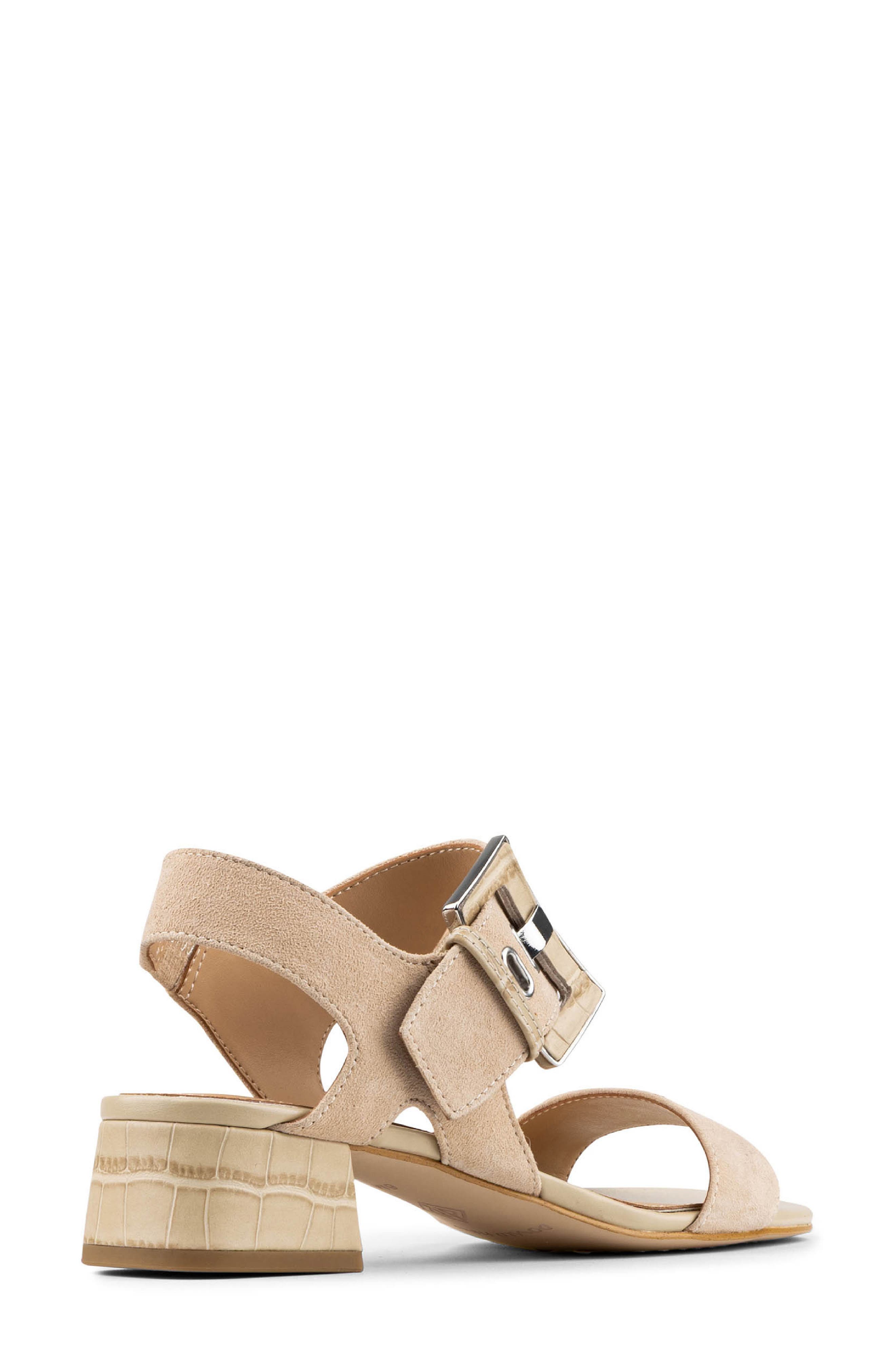 Croc Embossed Heel Sandal, Alternate, color, ALMOND