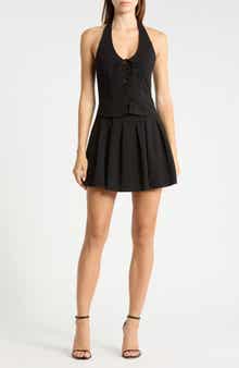 Halter Neck Lace-Up Vest Romper