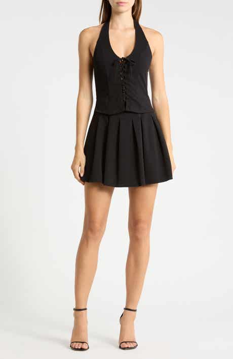 Halter Neck Lace-Up Vest Romper