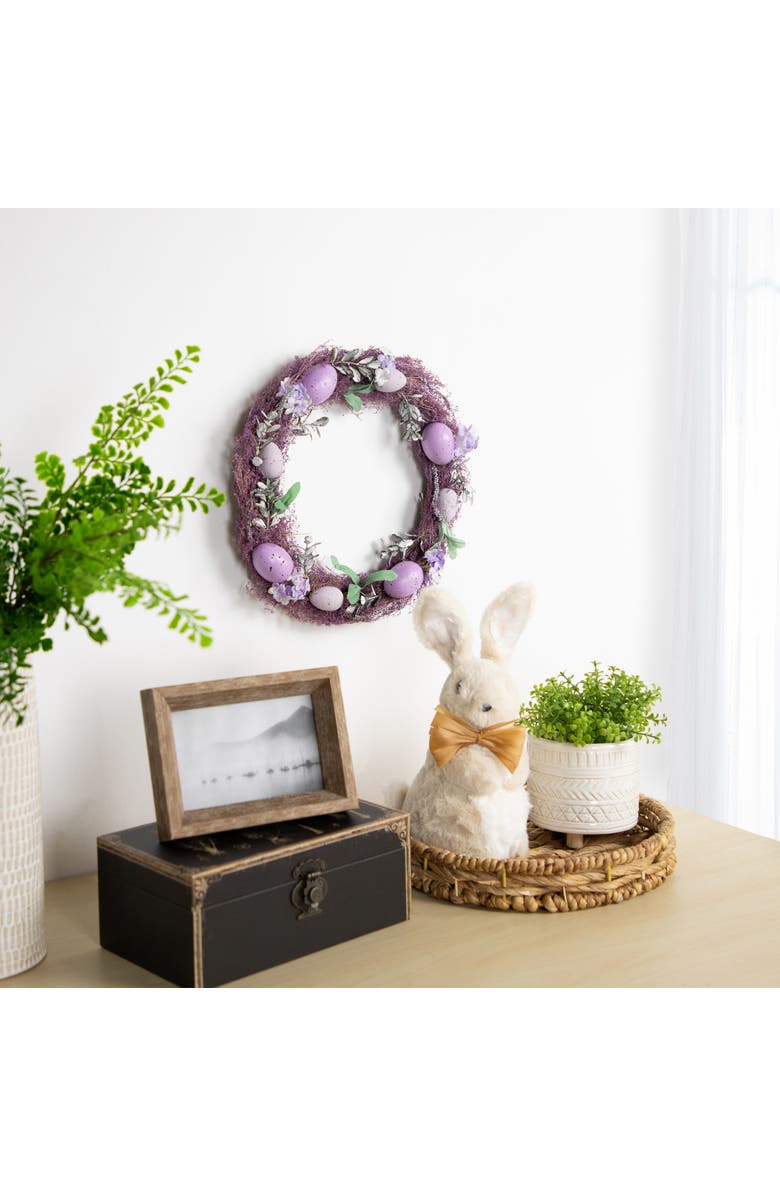 Northlight Speckled Egg Floral Easter Twig Wreath - 12" - Lavender, Alternate, color, Purple