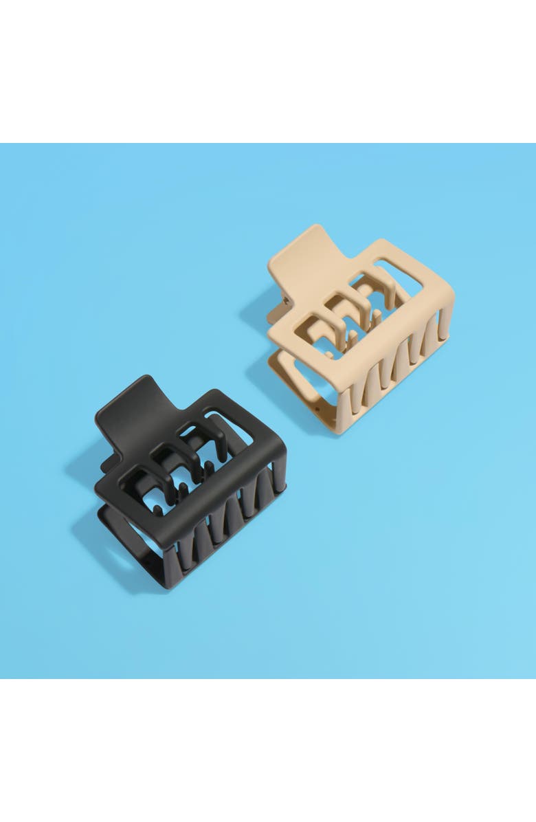 Gimme Beauty Square Double Teeth Claw Clip, Alternate, color, Beige