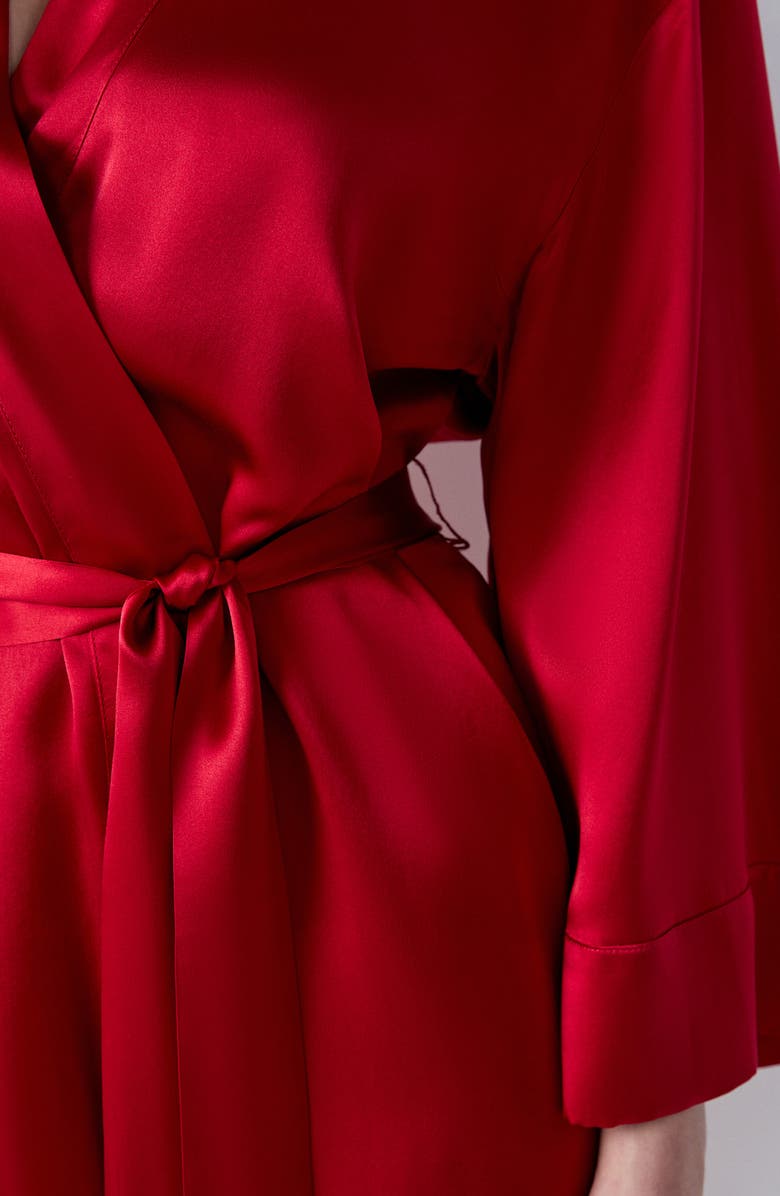 Etam Pearly Deshabille Silk Robe, Alternate, color, Cardinal