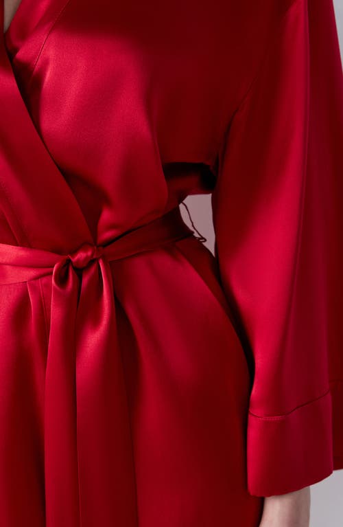 Etam Pearly Deshabille Silk Robe In Red