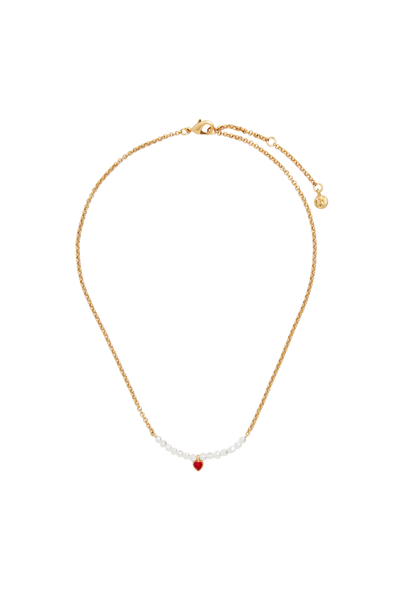 Love Heart Pearl Necklace, Alternate, color, Gold