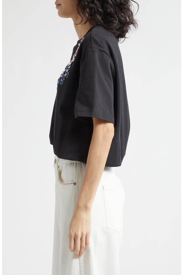 Davini Twilight Crystal & Bead Embellished Bubble Hem T-Shirt, Alternate, color, BLACK