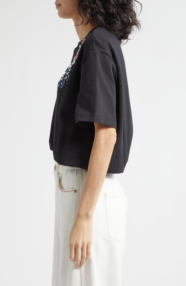 Cinq à Sept Davini Twilight Crystal & Bead Embellished Bubble Hem T-Shirt, Alternate, color, Black