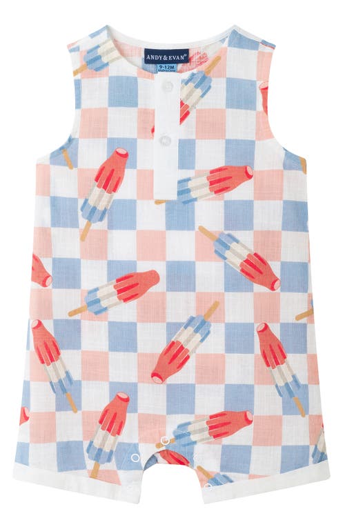 Andy & Evan Print Sleeveless Romper & Bucket Hat Set In White