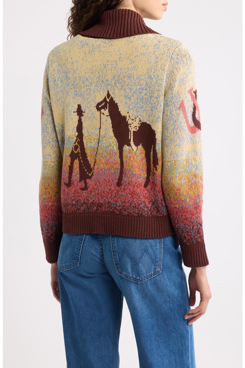Western Scenic Shawl Collar Cardigan, Alternate, color, SUNRISE OMBRE