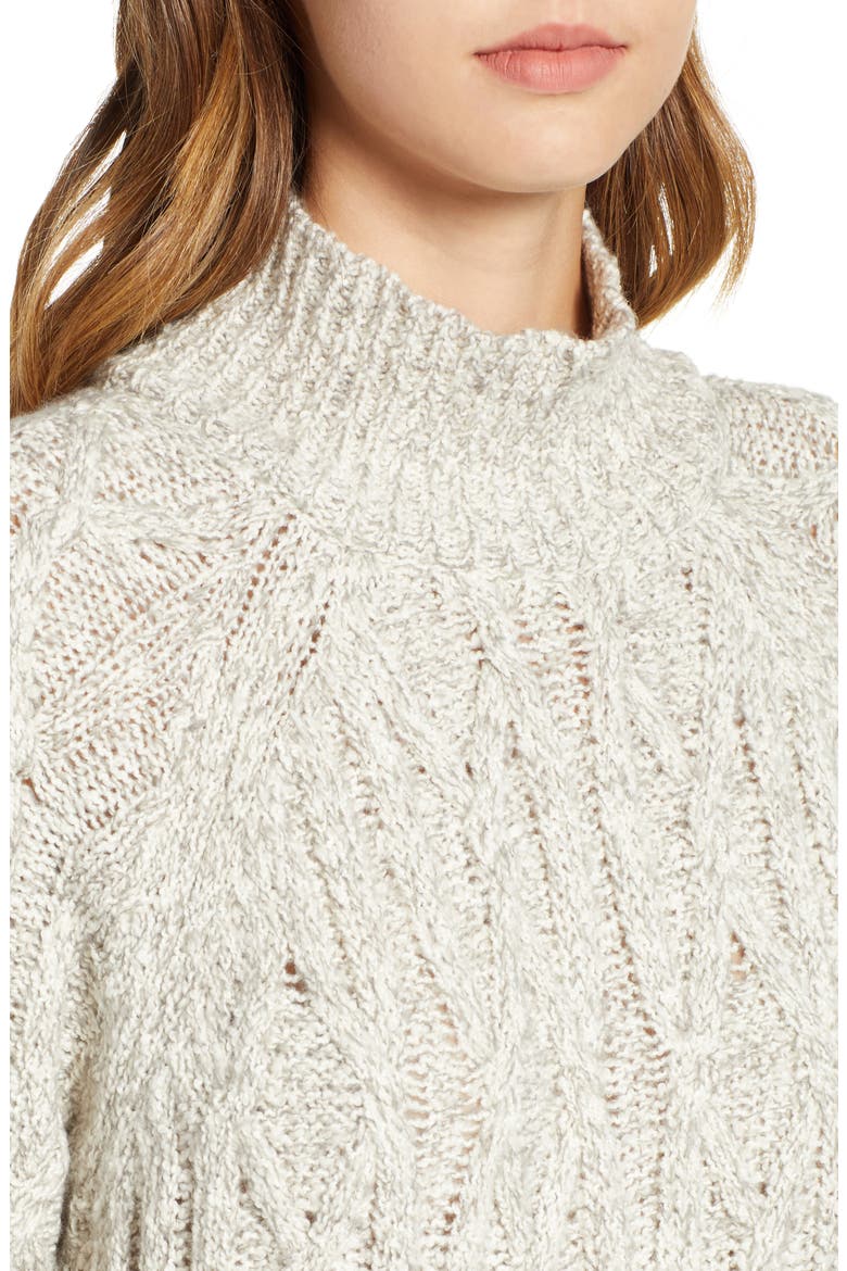 Cable Knit Sweater Dress, Alternate, color, GREY PEARL MARL