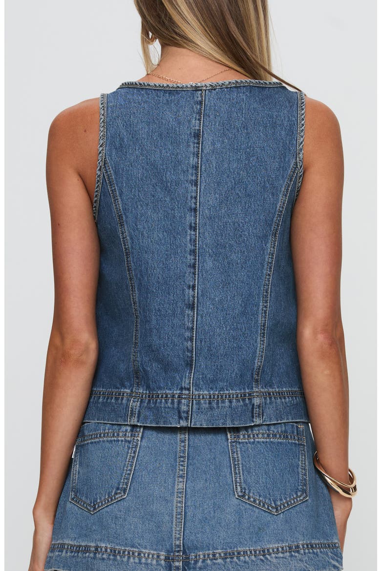 Stefenie Tie Front Organic Cotton Blend Denim Top, Alternate, color, MID WASH