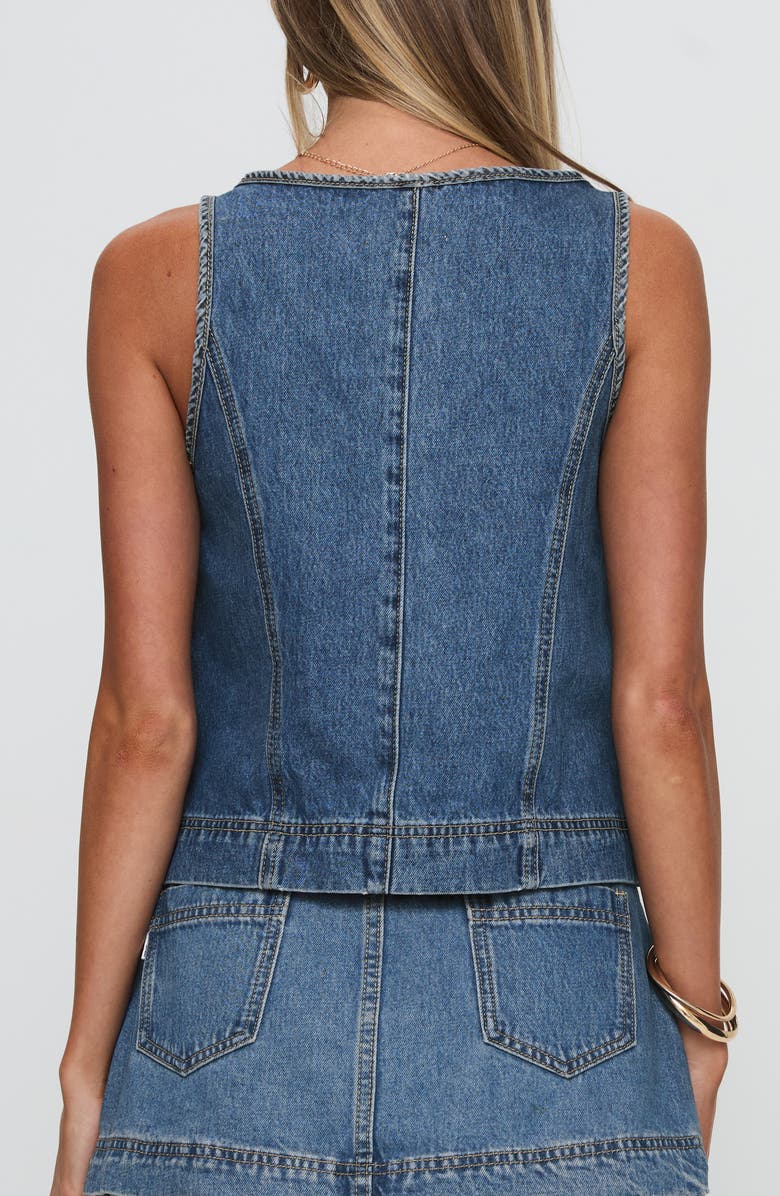 Princess Polly Stefenie Tie Front Organic Cotton Blend Denim Top, Alternate, color, Mid Wash