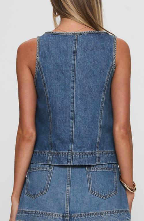 Princess Polly Stefenie Tie Front Organic Cotton Blend Denim Top In Blue