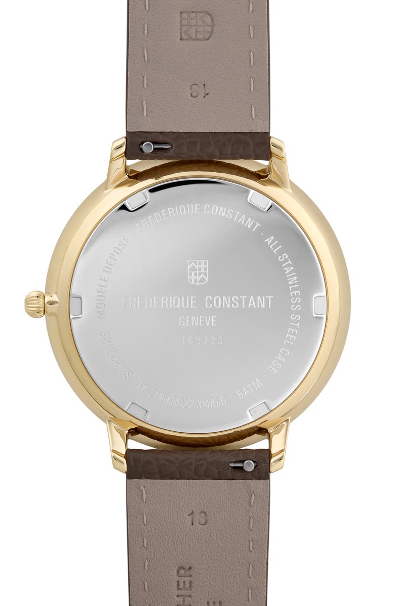 FREDERIQUE CONSTANT Classic Slimline Moonphase Leather Strap Watch, 39mm, Alternate, color,