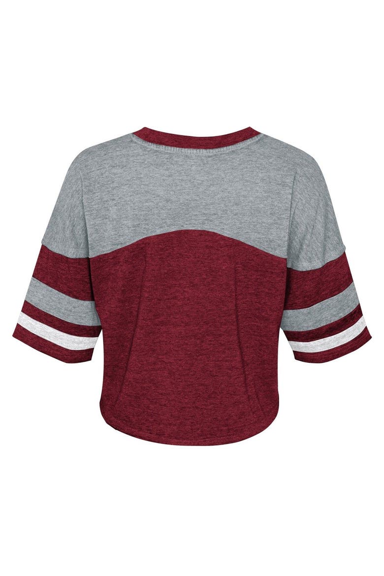 Girls Youth Crimson Oklahoma Sooners Sunday Friday Sleeve Stripe Jersey T-Shirt, Alternate, color, Crimson