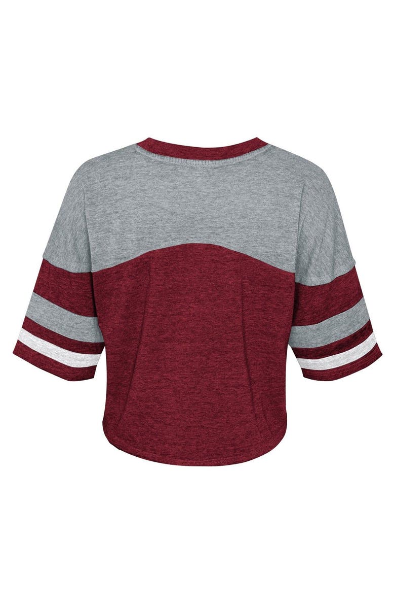 Outerstuff Girls Youth Crimson Oklahoma Sooners Sunday Friday Sleeve Stripe Jersey T-Shirt, Alternate, color, Crimson