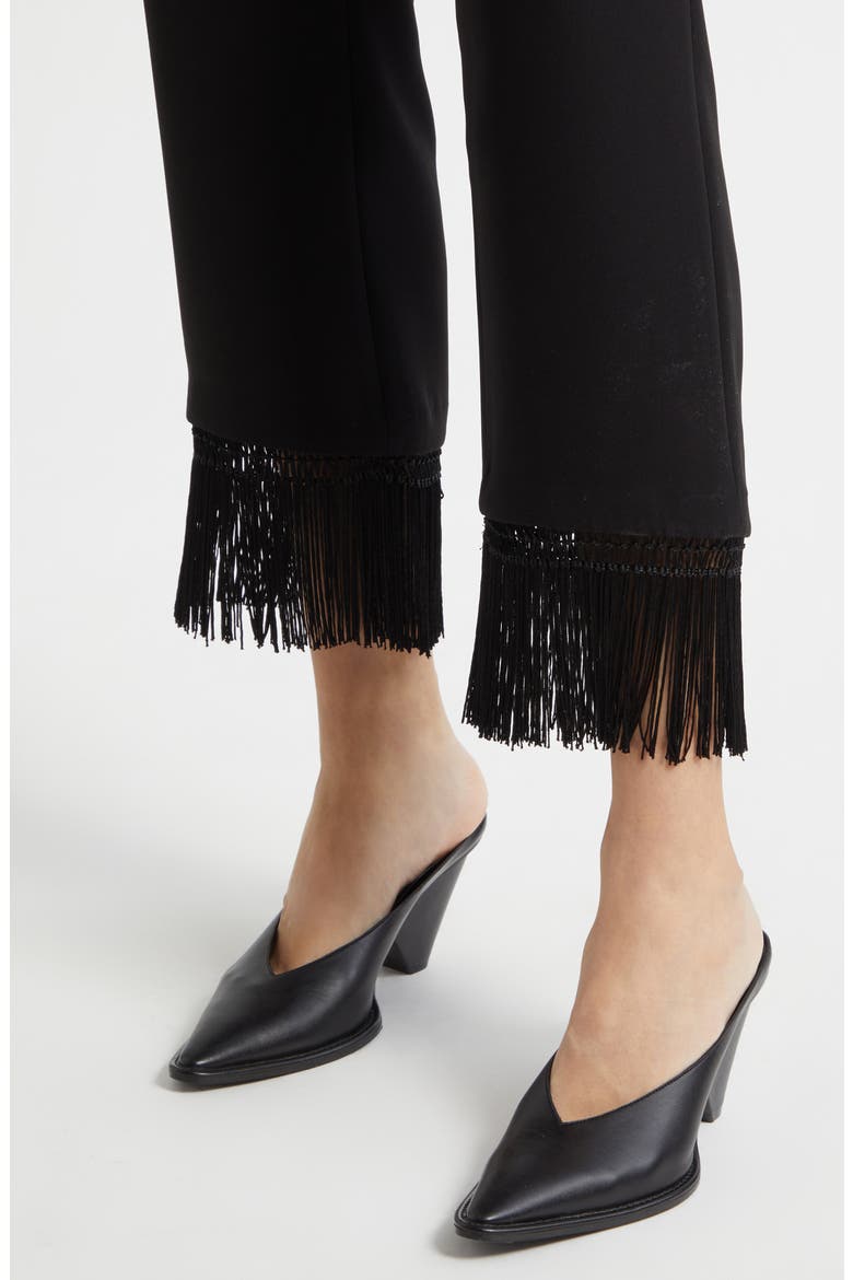 Bianca Fringe Trim Crop Pants, Alternate, color, BLACK
