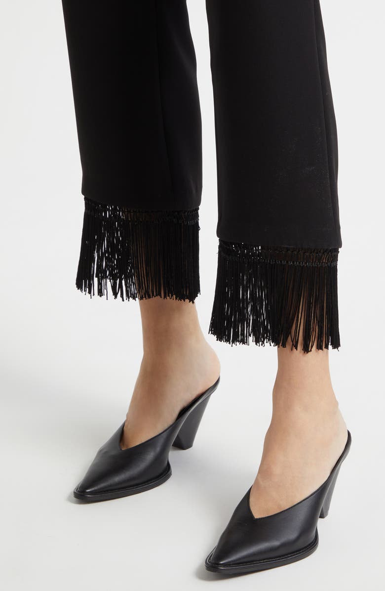 POSSE Bianca Fringe Trim Crop Pants, Alternate, color, Black