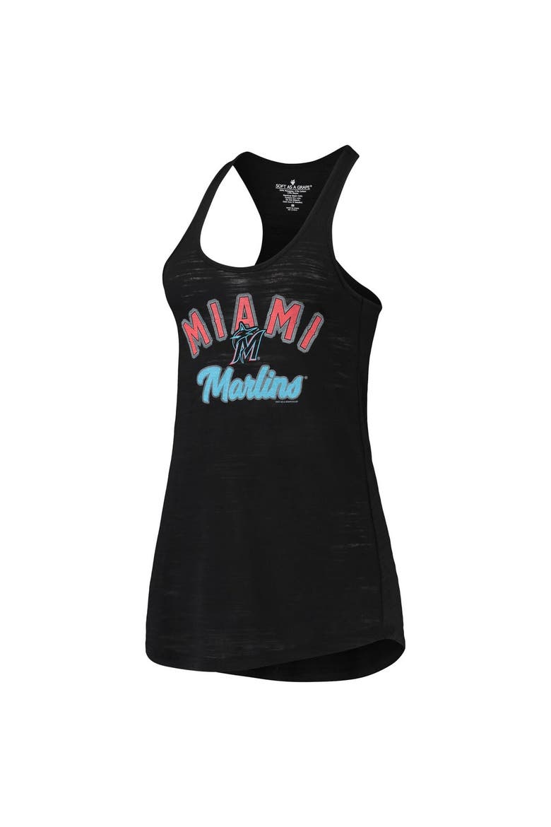 Women's Soft as a Grape Black Miami Marlins Multi-Count Tri-Blend Tank Top, Alternate, color, Black