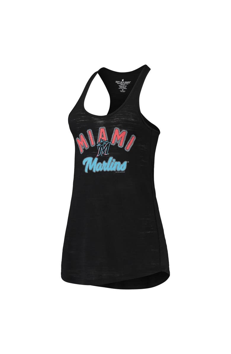 SOFT AS A GRAPE Women's Soft as a Grape Black Miami Marlins Multi-Count Tri-Blend Tank Top, Alternate, color,