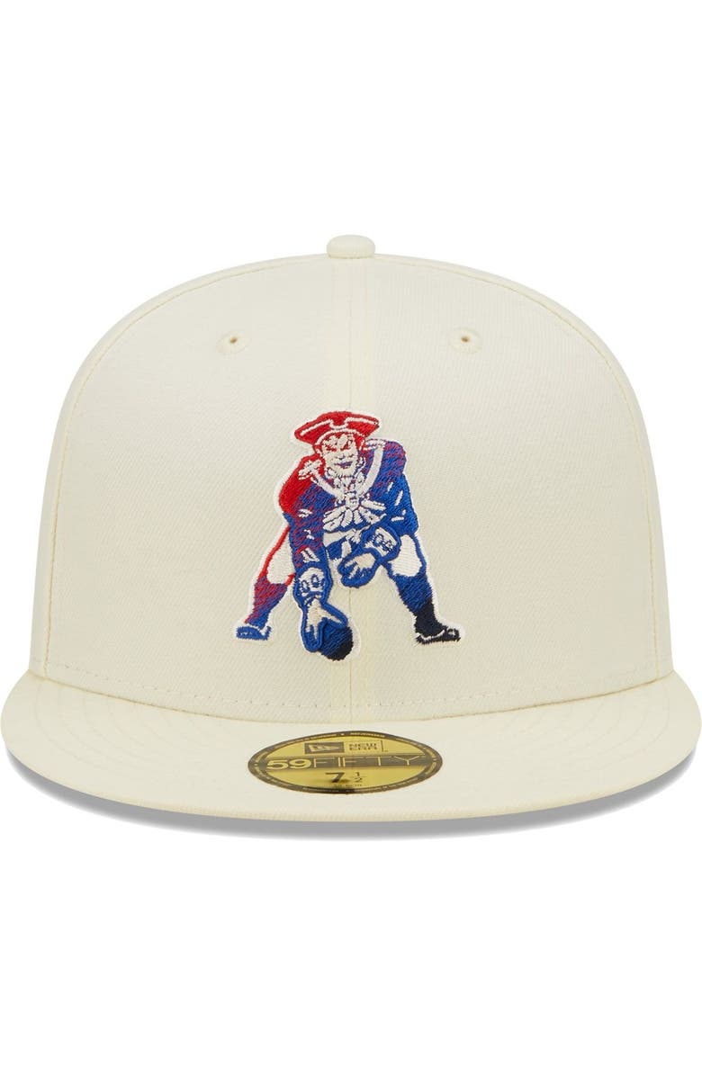 New Era Men's New Era Cream New England Patriots Chrome Color Dim 59FIFTY Fitted Hat, Alternate, color,