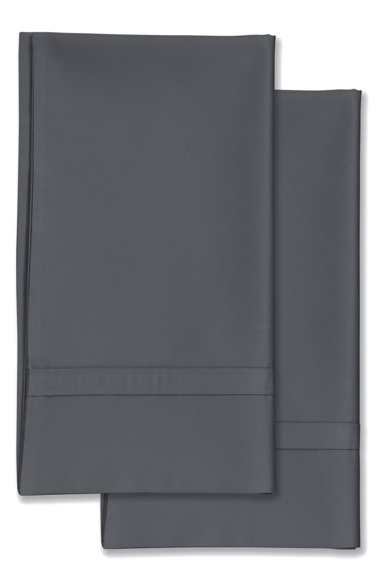 AZORES HOME 300 Thread Count Cotton Percale Pillowcase Set, Main, color, Grey