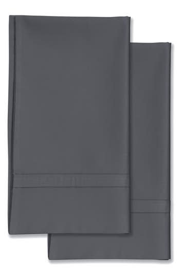 Azores Home 300 Thread Count Cotton Percale Pillowcase Set In Gray