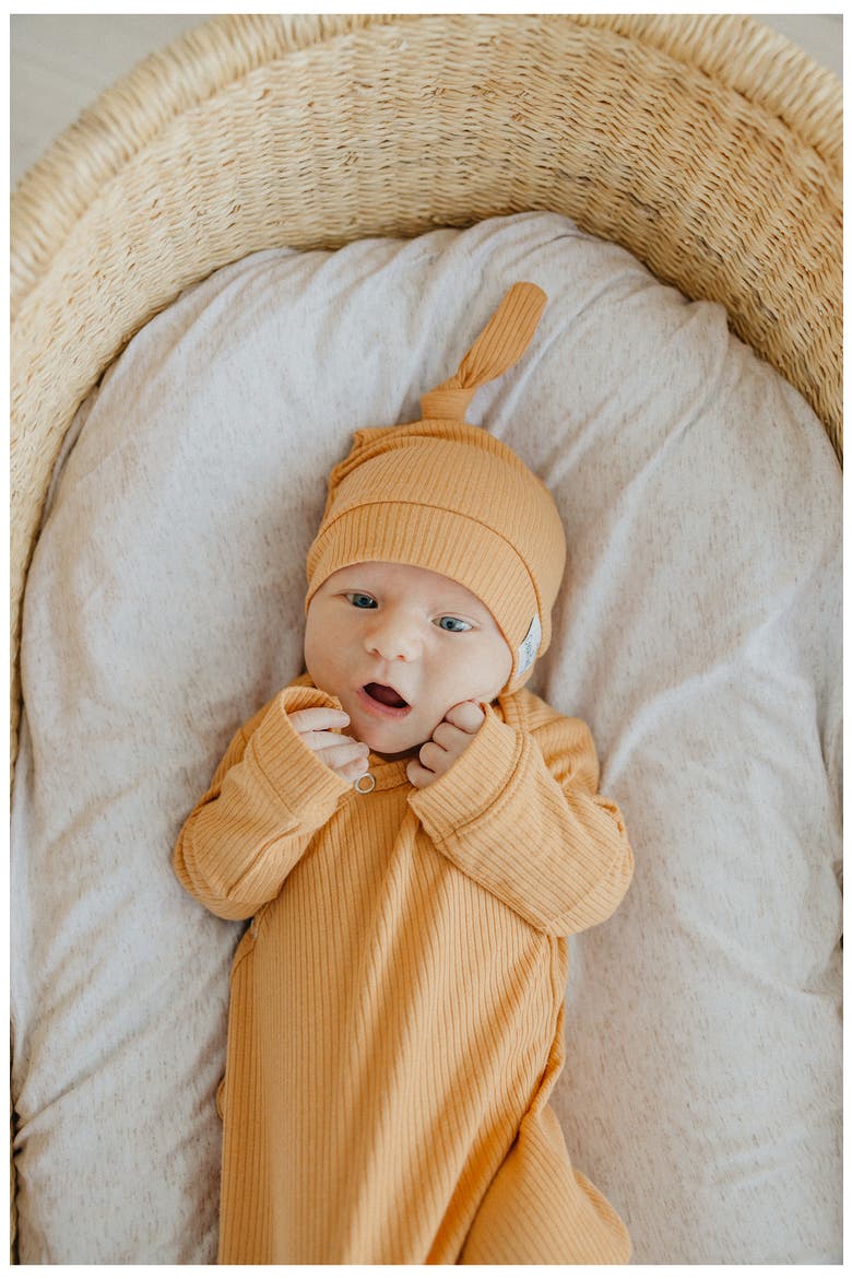 Dolce Solid Top Knot Rib Hat, Alternate, color, ORANGE