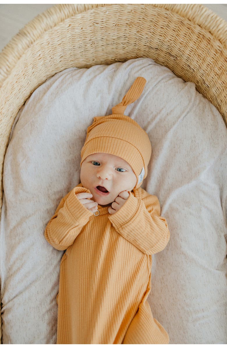 Copper Pearl Dolce Solid Top Knot Rib Hat, Alternate, color, Orange