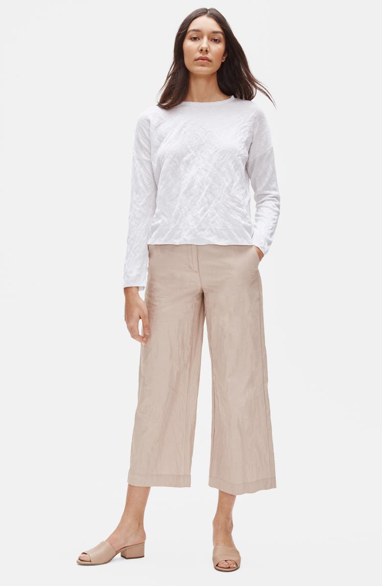 Eileen Fisher Metallic Fiber Blend Crewneck Box Top Sweater, Alternate, color,