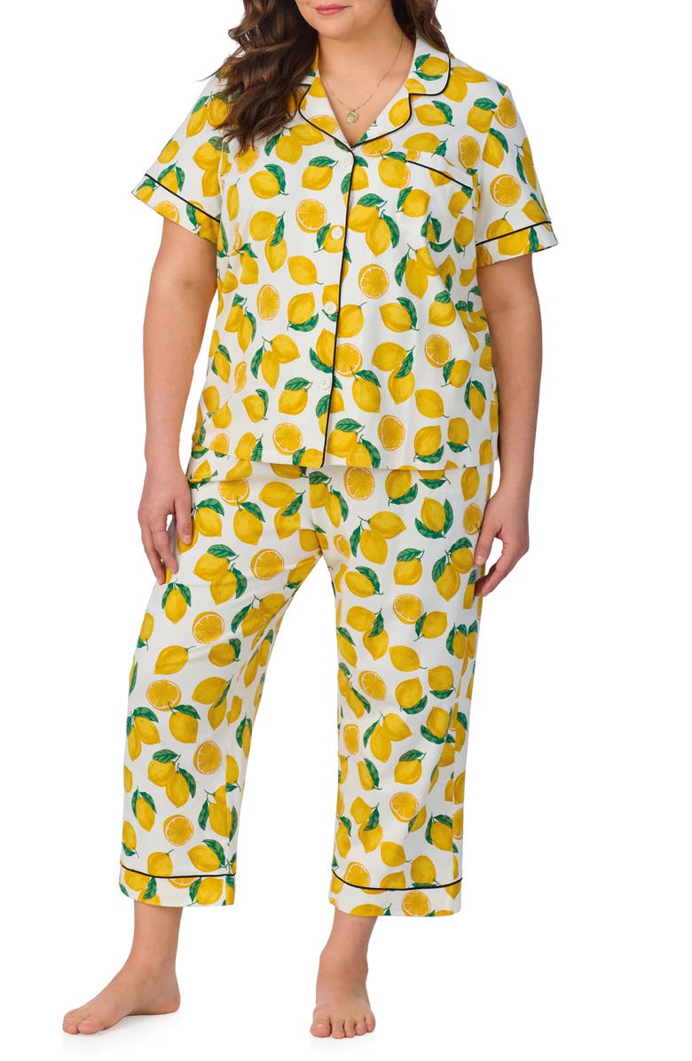 BedHead Pajamas Print Crop Stretch Jersey Pajamas, Alternate, color, Main Squeeze