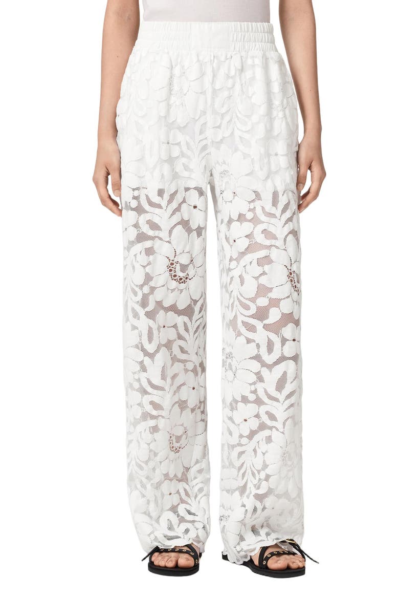 Amelie Lace Wide Leg Trousers, Main, color, OPTIC WHITE