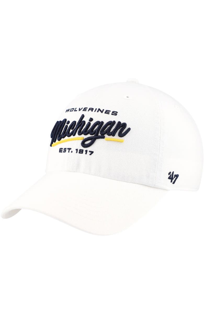 '47 Women's '47 White Michigan Wolverines Sidney Clean Up Adjustable Hat, Main, color, 