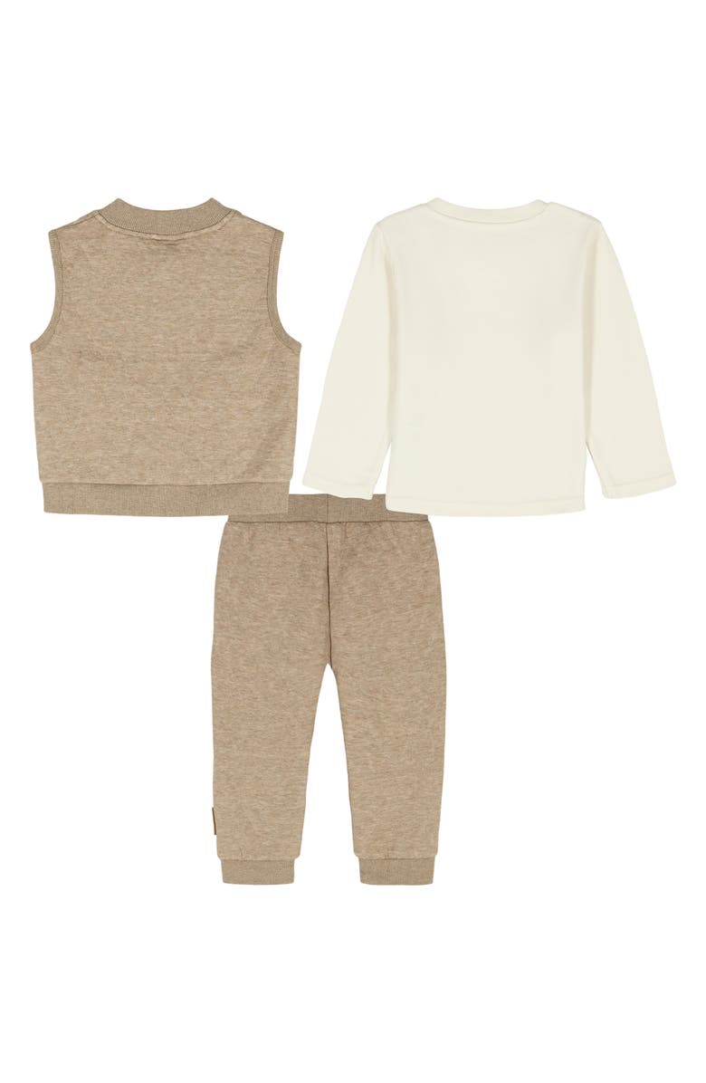 Calvin Klein Diamond Quilted Vest, Logo Long Sleeve T-Shirt & Joggers Set, Alternate, color, Beige