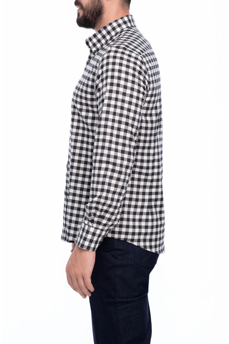 Gingham Cotton Slim Fit Button Down Shirt, Alternate, color, NAVY BLUE