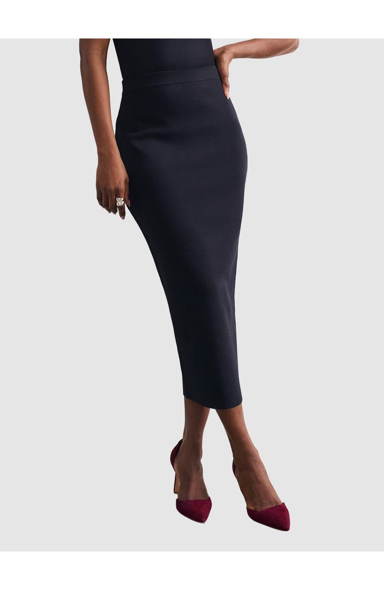 The Fold Santon Sculpt Knit Skirt, Main, color, Navy