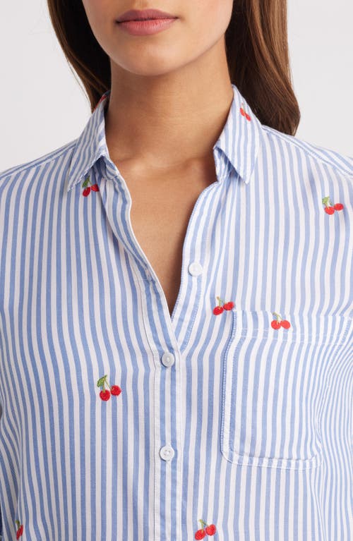 BEACHLUNCHLOUNGE BEACHLUNCHLOUNGE KAYLEE HEART STRIPE LONG SLEEVE BUTTON-UP SHIRT 