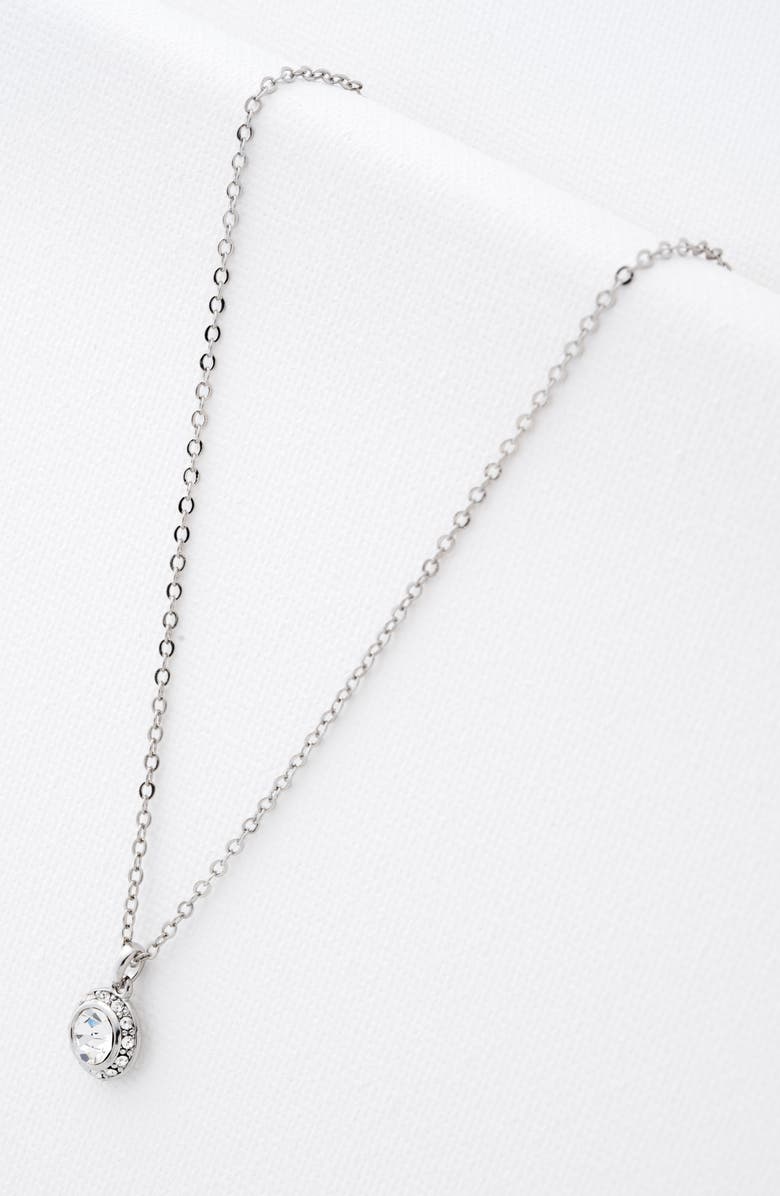 Ted Baker London Soltell Solitaire Crystal Halo Pendant Necklace, Alternate, color, Silver Tone Clear Crystal